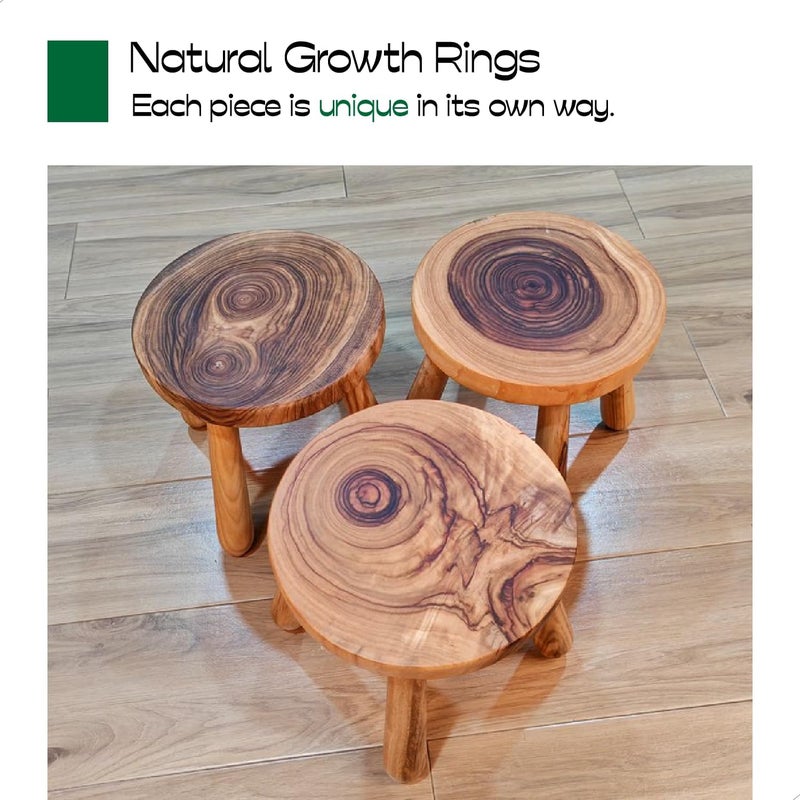 ABBI NIMO 7 Inch Short Solid Wood Step Stool, Natural Growth Ring Wood Stool for Adults, Kids and Toddlers, Simple Minimalist Riser for Plants and Home Décor - Image 4